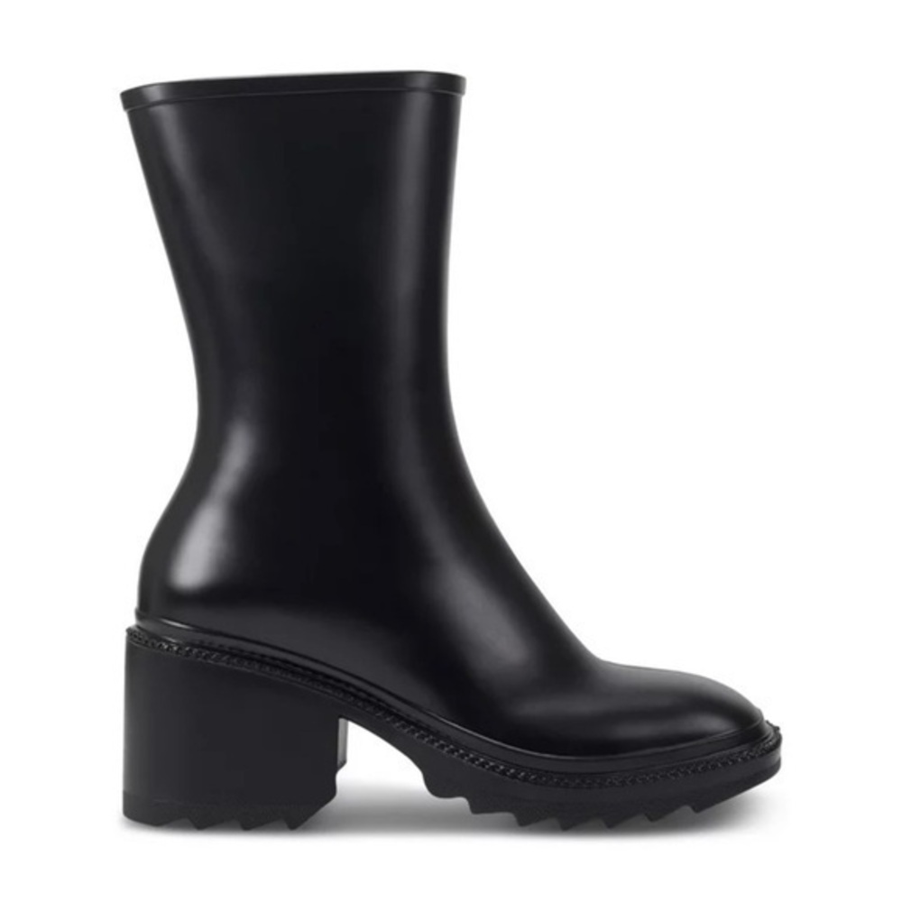 INC SQUARE TOE BLOCK HEEL RAIN BOOTS BLACK Size 10